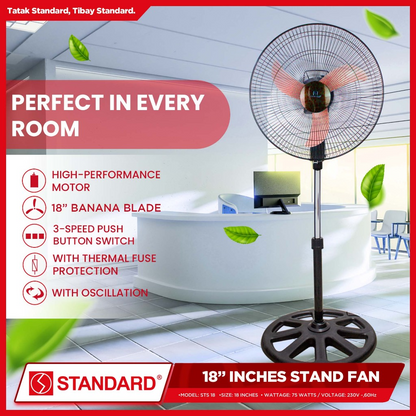 STANDARD Stand Fan 18" (Plastic Blade) SSM18B - RED