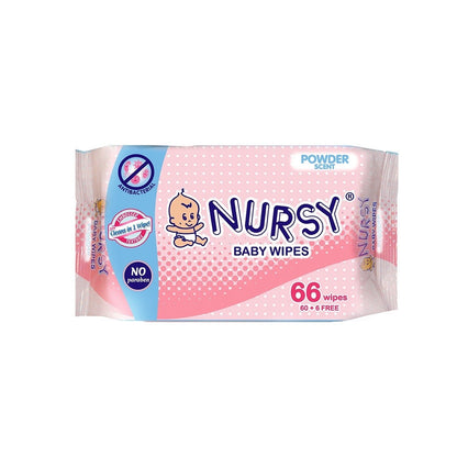 Nursy Baby Wipes in Powder Scent 4 pcs x 66 wipes [BUNDLE OF 2 or 6 ]