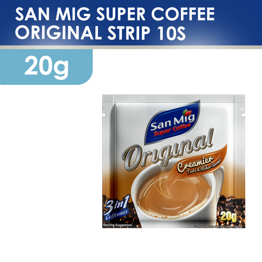 1 CASE SAN MIG Super Coffee 3 in 1 Original Strip (24 PACKS of 20g x 10sachets)