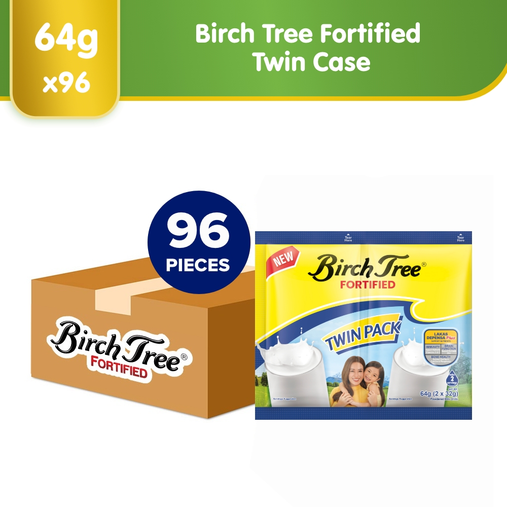 1 CASE - Birch Tree [ FORTIFIED POWDERED MILK ] Twin Pack 64g x 96 Packs