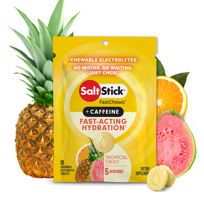 SaltStick Electrolyte FastChews [Tropical Twist + Caffeine] - Packet of 10Tablets