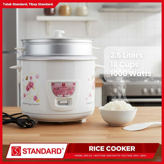 STANDARD Rice Cooker - 2.5 Liters with Steamer - SRG-2.5
