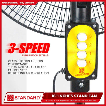 STANDARD Stand Fan 18" (Plastic Blade) SSM18B - RED