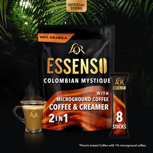 1 CASE L'OR ESSENSO Colombian Mystique with Microground instant 2in1 Coffee (24 PACKS of 16g x 8pcs)-