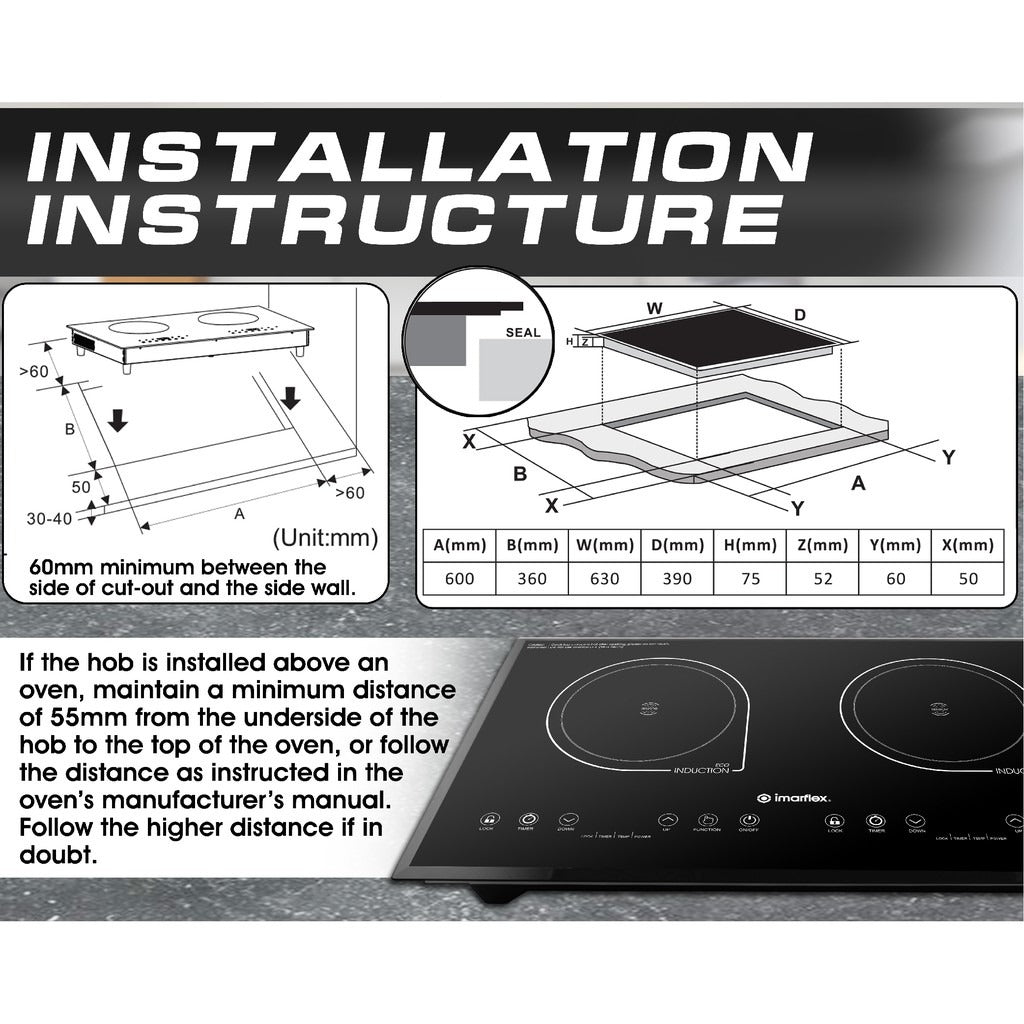IMARFLEX Built-in Twin Induction Cooker IDX-3250B - L 1300W / R 1500W