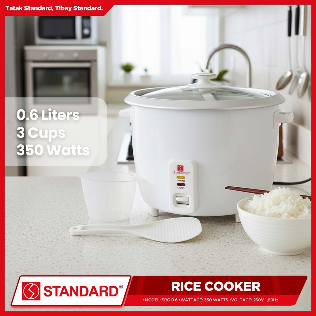 STANDARD Rice Cooker (0.6L/3Cups) - PLAIN WHITE - SRG 0.6