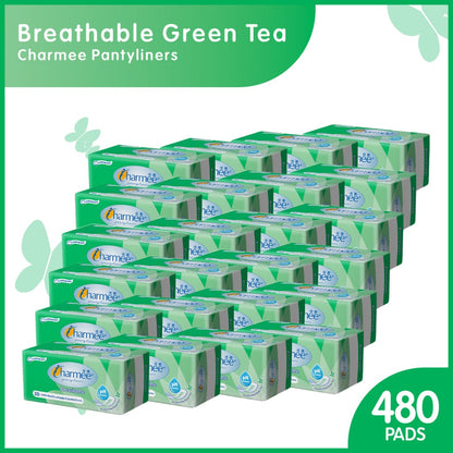 1 CASE - Charmee Pantyliner Breathable Deodorizing Green Tea [20's x 24 Packs]