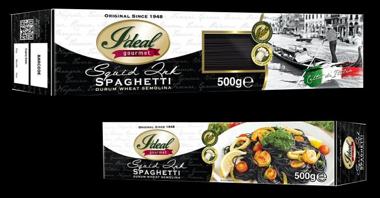 1 CASE - IDEAL GOURMET PASTA Squid Ink Spaghetti 500G (12 pcs)