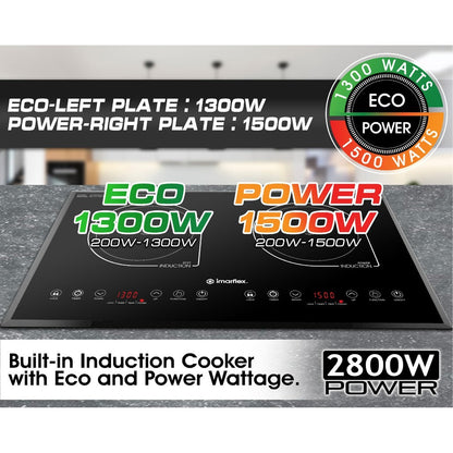 IMARFLEX Built-in Twin Induction Cooker IDX-3250B - L 1300W / R 1500W