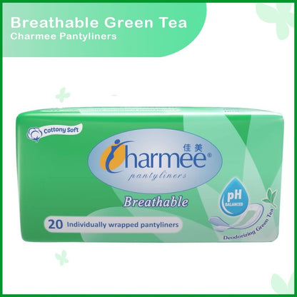 1 CASE - Charmee Pantyliner Breathable Deodorizing Green Tea [20's x 24 Packs]