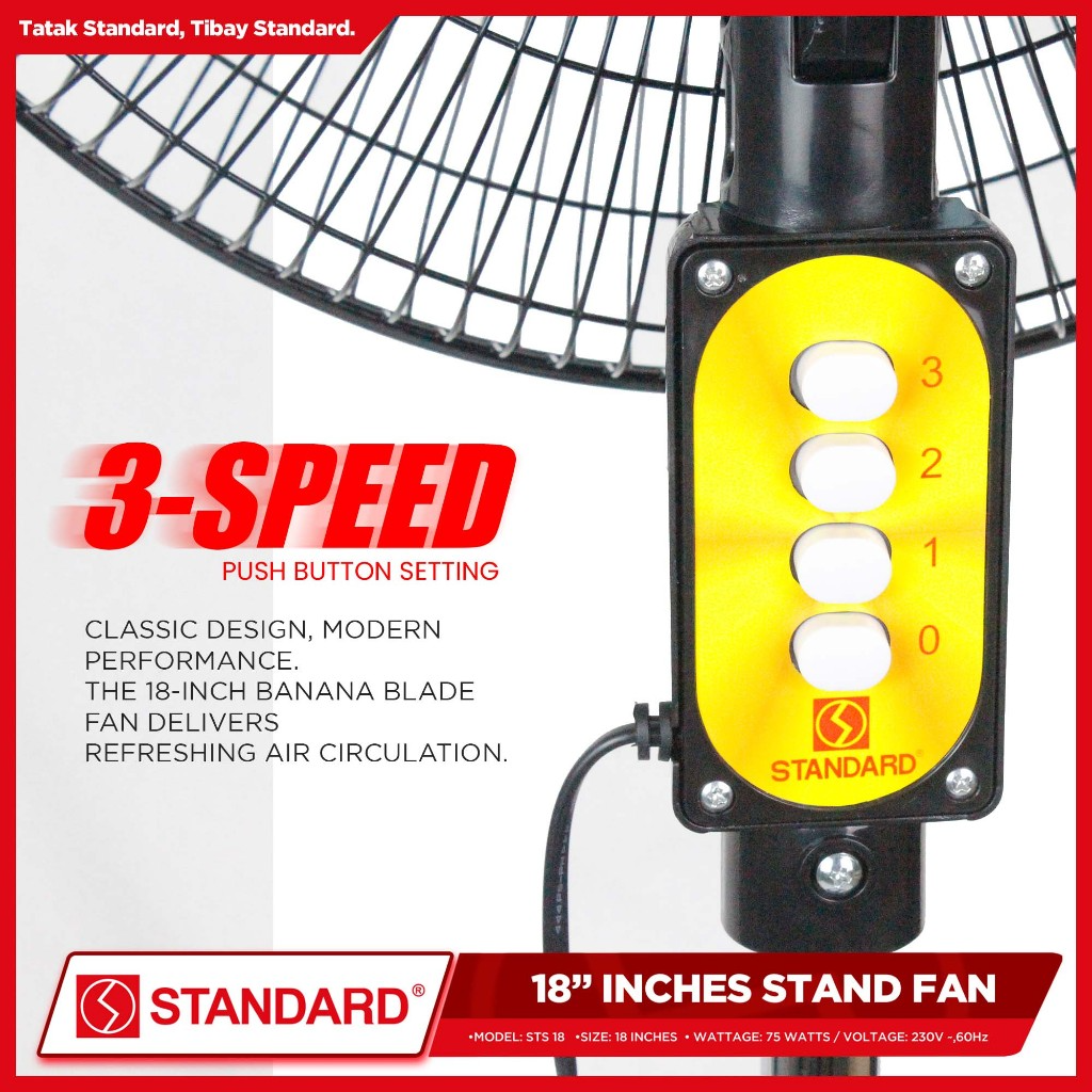 STANDARD Stand Fan 18" (Plastic Blade) SSM18B - RED