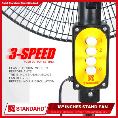 STANDARD Stand Fan 18" (Plastic Blade) SSM18B - RED
