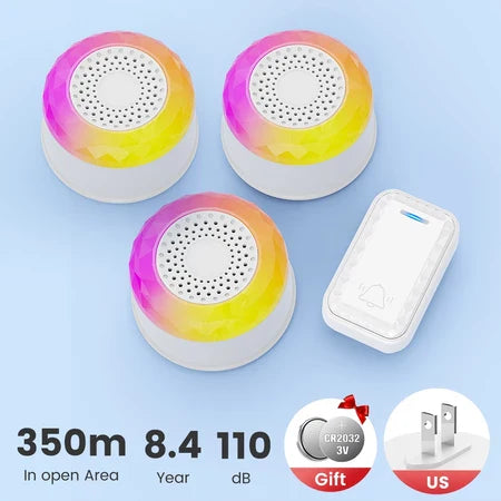 SMATRUL Wireless Door Bell [1 BUTTON - 3 RECEIVERS] - White