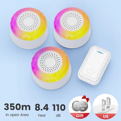 SMATRUL Wireless Door Bell [1 BUTTON - 3 RECEIVERS] - White