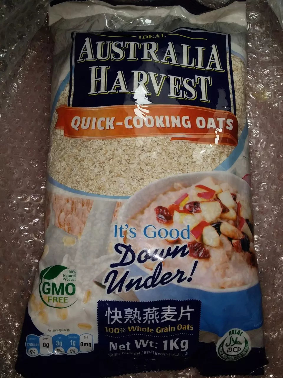 1 CASE - AUSTRALIA HARVEST Quick Cooking Oats (1KG x 15 packs)