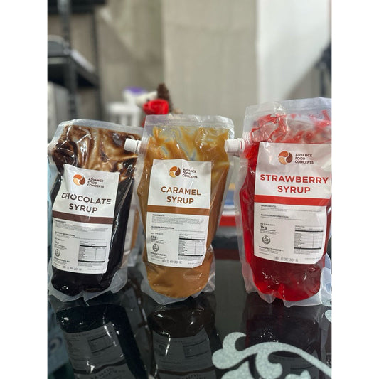 BUNDLE OF 2 - ADVANCE FOOD CONCEPT [Chocolate, Caramel and Strawberry Syrup] 1KG