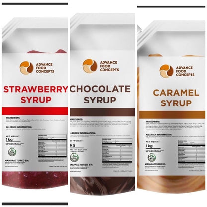 BUNDLE OF 2 - ADVANCE FOOD CONCEPT [Chocolate, Caramel and Strawberry Syrup] 1KG
