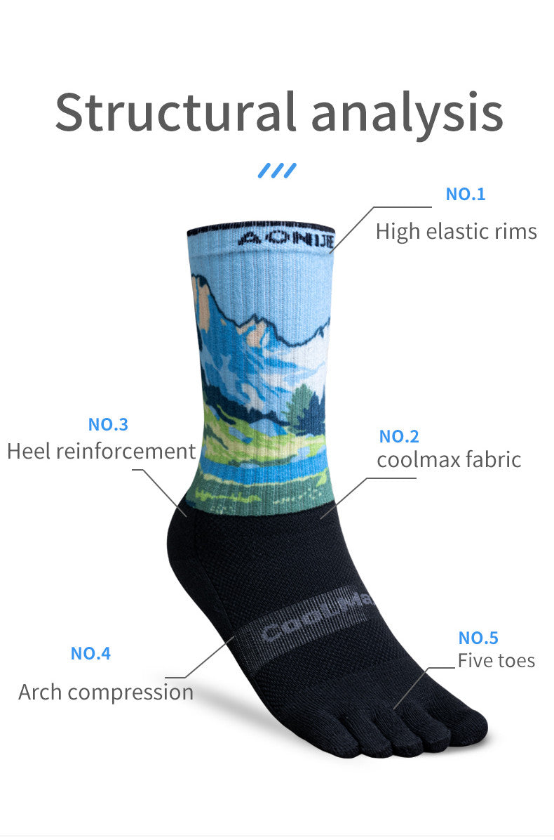 AONIJIE E4843 Calf Sports Toe Socks [TIE-DYE]