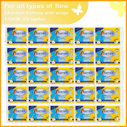 1 CASE - Charmee Cottony Sanitary Napkin for All Types of Flow w/ wings 12's (24 packs)