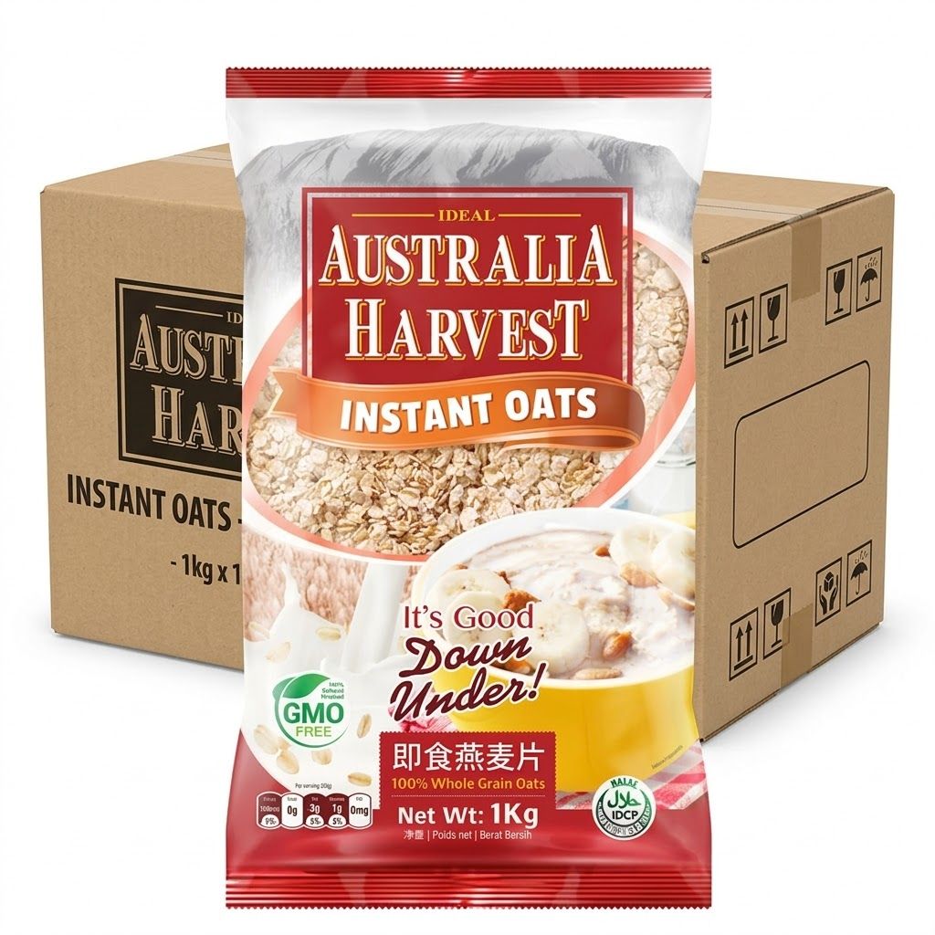1 CASE - AUSTRALIA HARVEST Instant Oats (1KG x 15 packs)